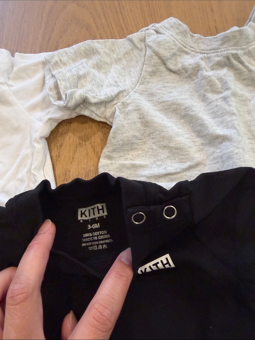 Kith Kids Short-Sleeve One-Piece Bodysuits in Black, White & Gray - 3-Pack - Picture 2 of 2